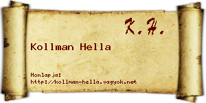 Kollman Hella névjegykártya
